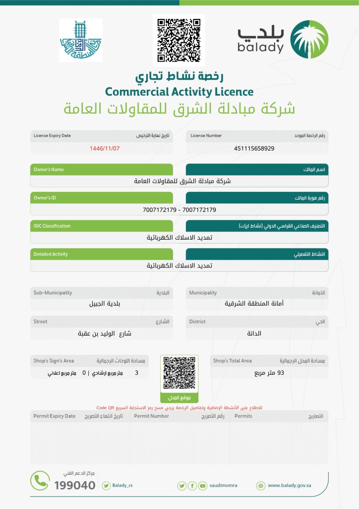 MEG Company Commercial Activity License