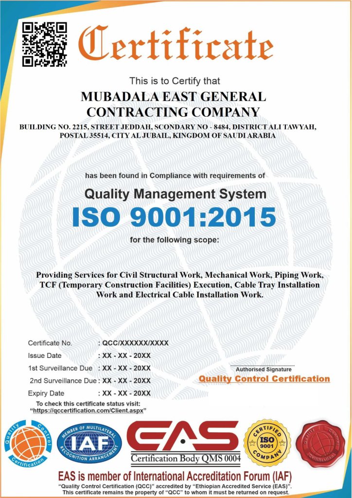 ISO 9001:2015 Certificate